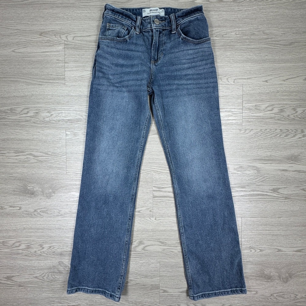 Hollister Women's Jeans Low-Rise Relaxed Straight Blue W23 000R Stretch Denim